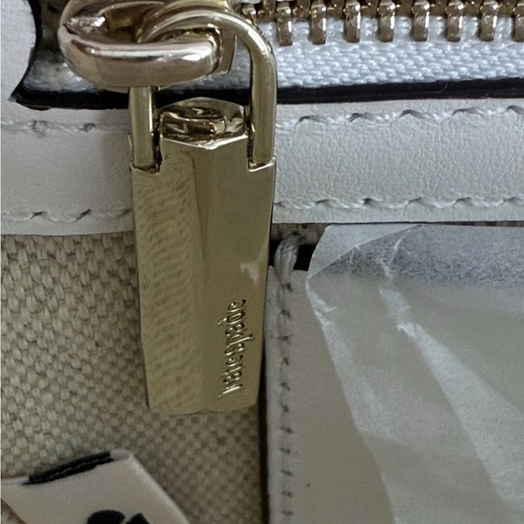 NWT Kate Spade White Tan Nicola Wicker Gold Hardware Heart Twistlock Crossbody - Picture 4 of 15